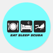 eat sleep scuba round sticker