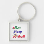 Eat Sleep Softball Keychain