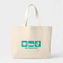 Eat sleep surf tote bags