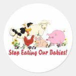 Eating Animal Babies Round Stickers