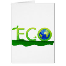 eco with globe as  word on grass.png greeting card
