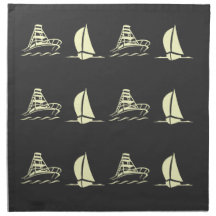 "Ecru Ships" Printed Napkins
