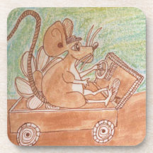 Edgar Mouse And His Jalopy Drink Coaster