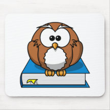 Education Owl on Blue Book Mouse Pad