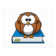 Education Owl on Blue Book Post Card