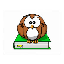 Education Owl on Green Book Post Card