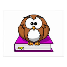 Education Owl on Purple Book Post Cards
