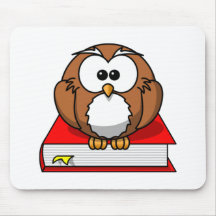 Education Owl on Red Book Mousepads