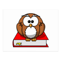 Education Owl on Red Book Post Card
