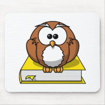 Education Owl on Yellow Book Mouse Pads