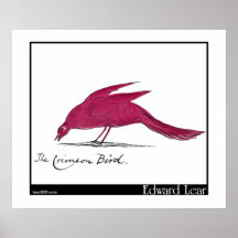 Edward Lear's Crimson Bird Print