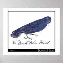 Edward Lear's Dark Blue Bird Poster