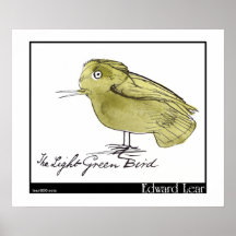 Edward Lear's Light Green Bird Posters