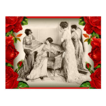 Edwardian Ladies with Roses Post Card