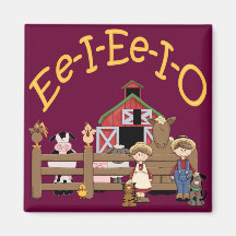 Ee I Ee I O on the Farm Fridge Magnets