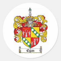EGAN FAMILY CREST -  EGAN COAT OF ARMS ROUND STICKER