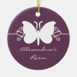 Eggplant Butterfly Swirls Door Hanger Ornament