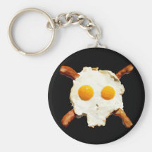 Eggs & Bacon Skull - Black Background Key Chains