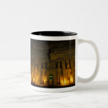 Egypt, Abu Simbel, Lighted facade of Small Coffee Mugs