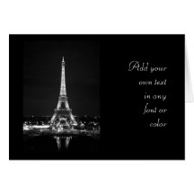 Eiffel Tower at Night - B/W Cards
