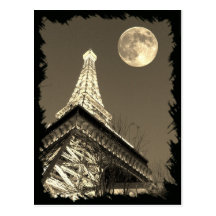 Eiffel Tower at Paris Las Vegas under a Full Moon Post Cards