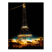 Eiffel Tower illuminated at 1900 Paris Exposition Postcards
