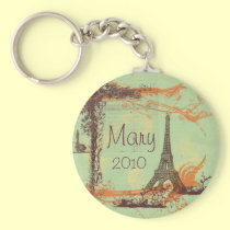 Eiffel Tower in Green Key Chain keychains