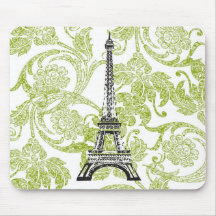 Eiffel Tower on Green Design Mousepad