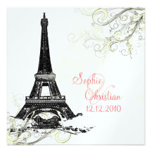 Eiffel Tower + swirls  Wedding Invitations