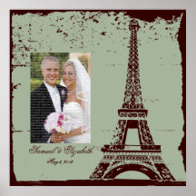 Eiffel Tower Wedding Framed Photo Collage Poster