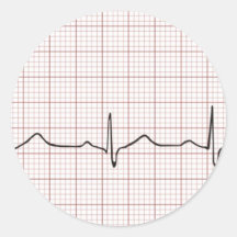 EKG heartbeat on graph paper, pulse beating Round Stickers