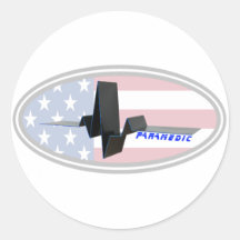 EKG Paramedic USA Round Stickers