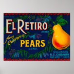 El Retiro Pear Crate Label Poster