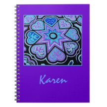 Electric Blue Hearts & Stars Notebook/Journal