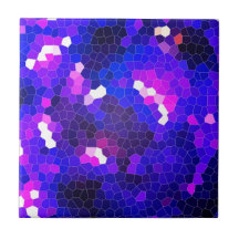 Electric blue stained glass tile