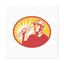 Electrician Power Line Worker Lightning Bolt Canvas Print