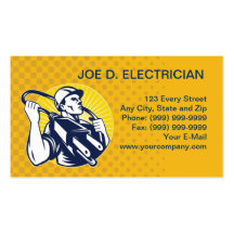 electrician power lineman worker electric business business card