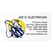 electrician power lineman worker electric business business card