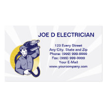 electrician power lineman worker electric business business card