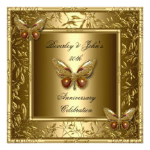 Elegant 50th Wedding Anniversary Gold Butterfly Personalized Invite