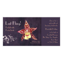 Elegant art deco black orchid Bachelorette invite Photo Greeting Card