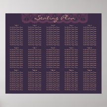 Elegant art deco black orchid seating chart poster