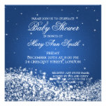 Elegant Baby Shower Sparkling Wave Blue Invite