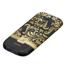 Elegant Black and Gold Damask wiht Monogram