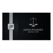 Elegant Black and Silver Attorney At Law Business Cards