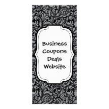 Elegant Black and Silver Damask Floral Pattern Rack Cards