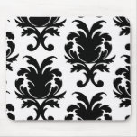 elegant black and white damask mousemats