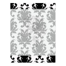 elegant black and white damask post cards