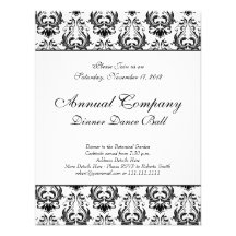 Elegant Black and White Victorian Damask Classic Personalized Invitations