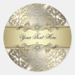 Elegant Black Gold Damask Stickers